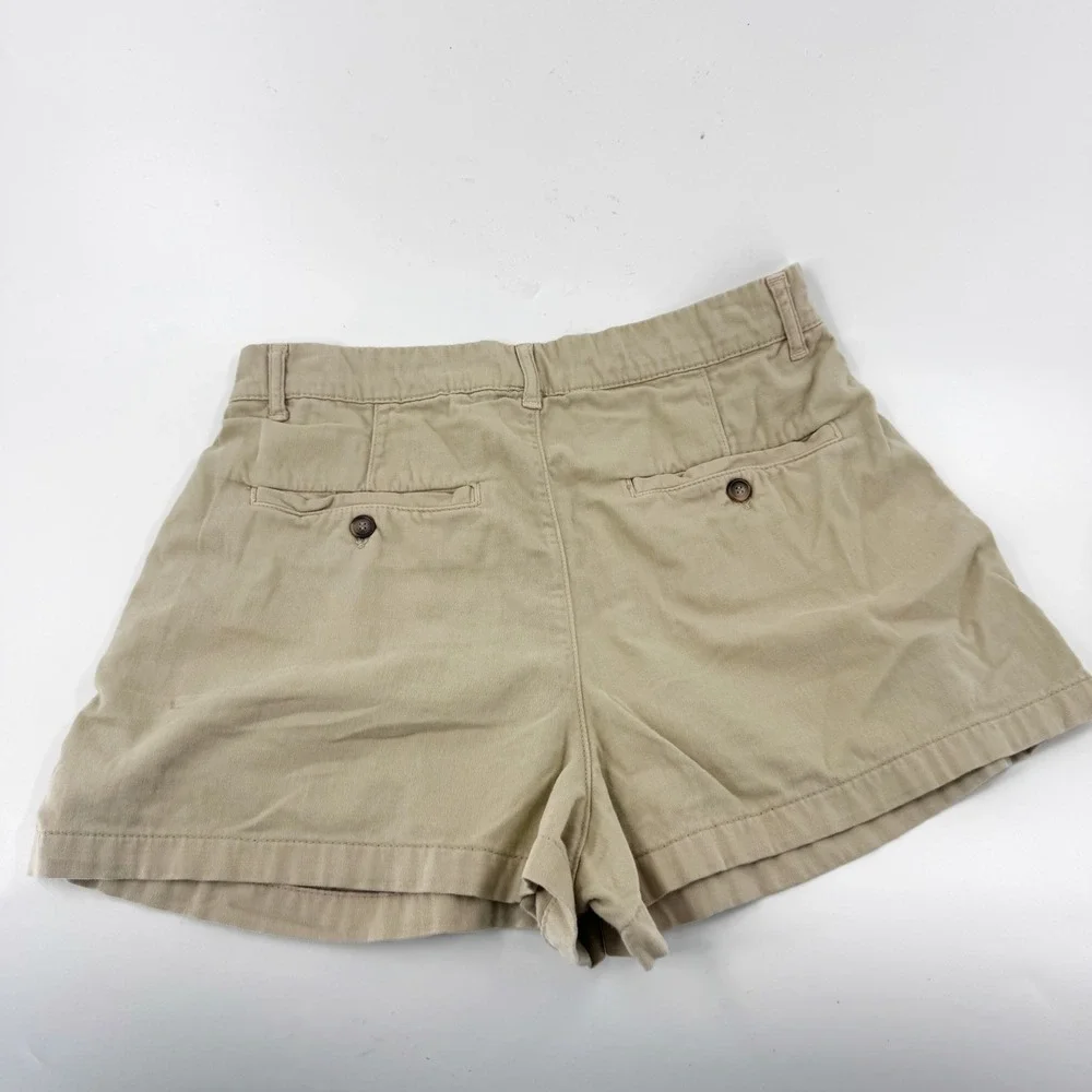 Free People Tan Pleated Chino Shorts High Waisted Khaki Size 10‎